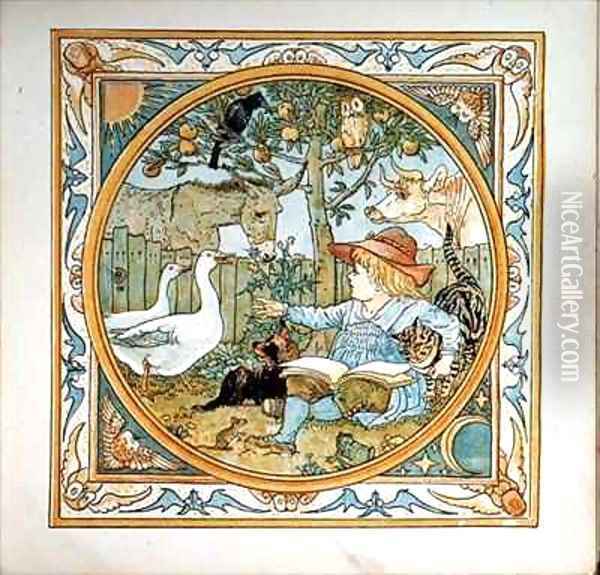 Frontispiece from a Babys Own Aesop Oil Painting - Walter Crane