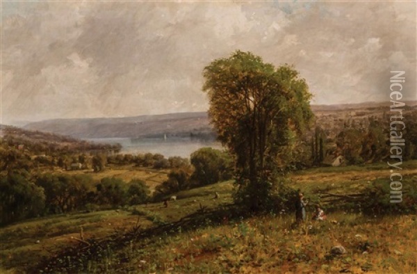 A View On The Lake Oil Painting - George Lafayette Clough