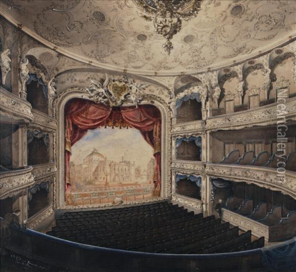 Interior Of Theberlin Opera House Oil Painting - H. Krause