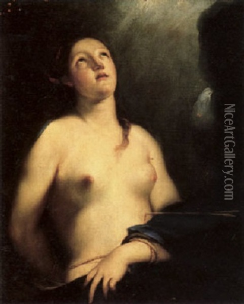 St. Sebastiana Oil Painting - Marc Antonio Franceschini
