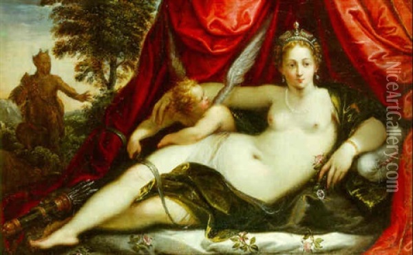 Venus Et L'amour Oil Painting - Dirk de Quade van Ravesteyn