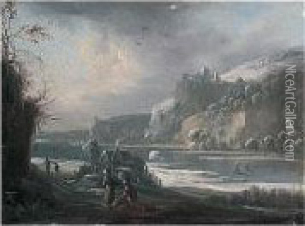 A Winter Landscape Oil Painting - Johann Alexander Thiele