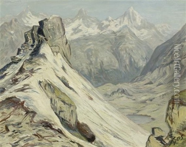 Blick Richtung Weisshorn Gornergrat Oil Painting - Albert Henri John Gos