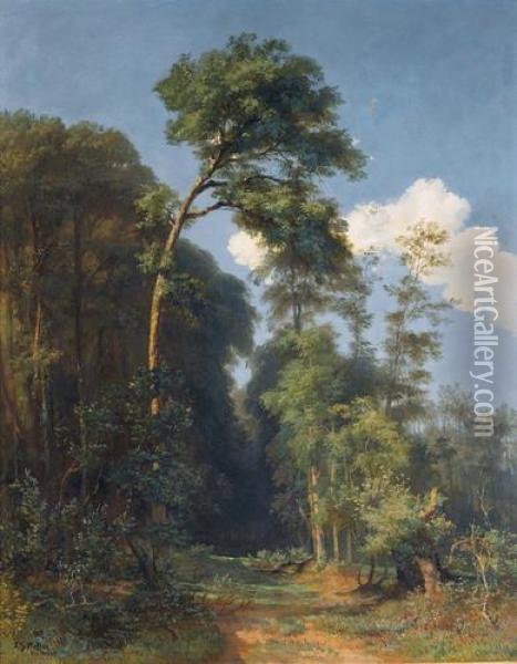 Sommerlicher Waldweg Oil Painting - Johann Gottfried Steffan