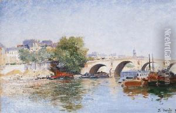 Paris, La Seine Au Pont Du Carrousel Oil Painting - Francois Nardi