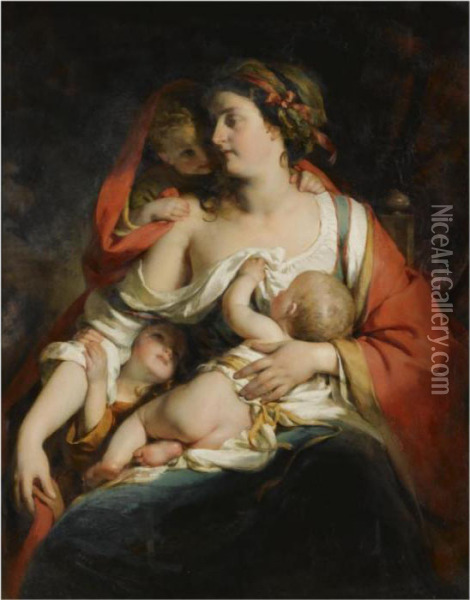 Caritas (charity) Oil Painting - Friedrich Ritter von Amerling
