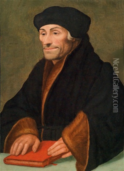 Bildnis Des Erasmus Von Rotterdam Mit Einem Buch Oil Painting - Hans Holbein the Younger