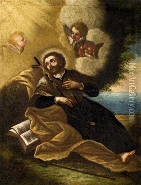 San Francesco Saverio A Goa Oil Painting - Giovanni Battista Gaulli