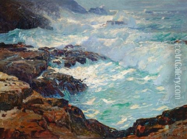 Storm Lashed Coast Oil Painting - William Ritschel