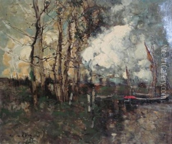 The Mooring Oil Painting - William Alfred Gibson