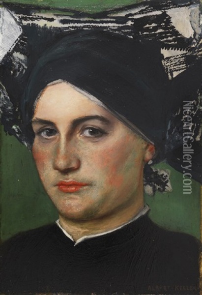 Altdeutsche Frau Oil Painting - Albert von Keller