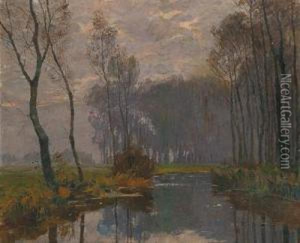 Autumn Mist In An Au Landscape Oil Painting - Wilhelm Nagel