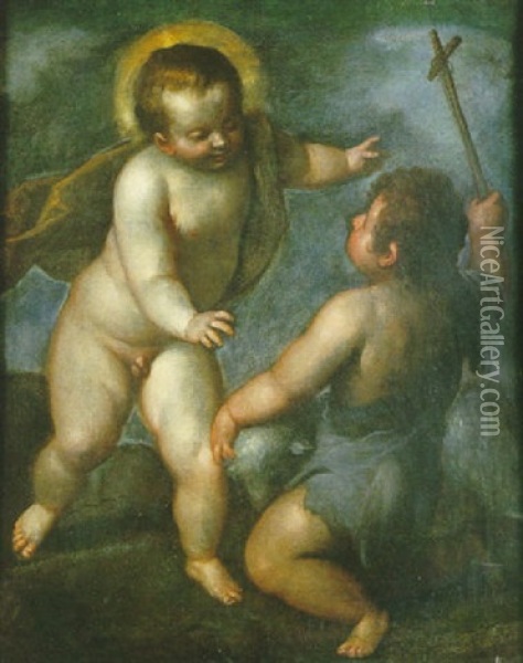 L'enfant Jesus Et Saint Jean-baptiste Oil Painting - Jacopo Palma il Giovane