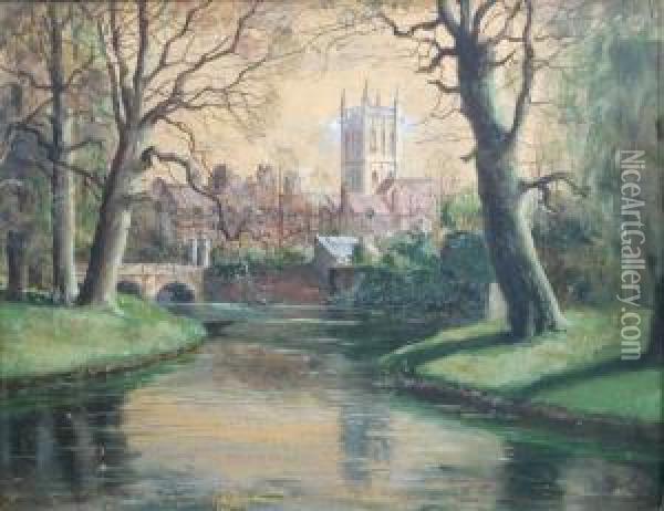 View Of Mildenhall Church Oil Painting - Mabel Parker