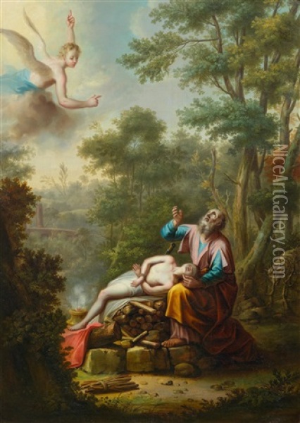 The Sacrifice Of Isaac Oil Painting - Johann Jakob Mettenleiter
