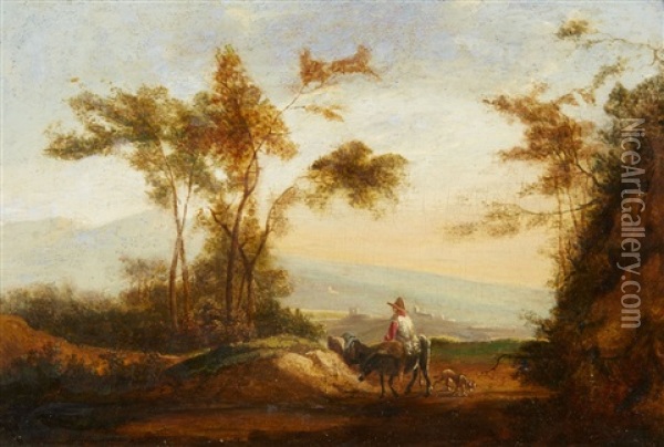 Southern Landscape With Shepherds Oil Painting - Willem de Heusch