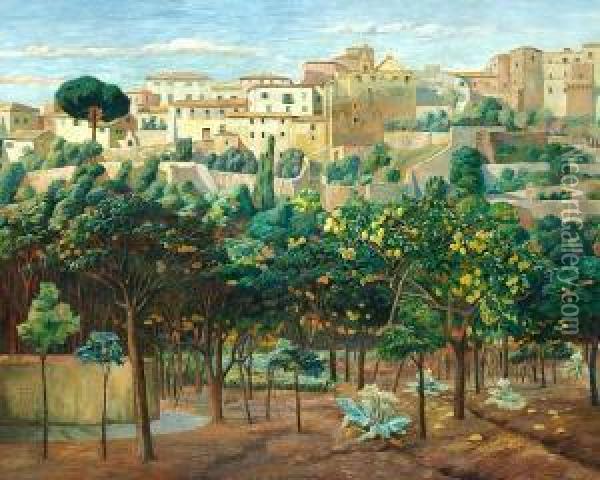 Orange Trees In Terracina Oil Painting - Johan Frederik Rohde