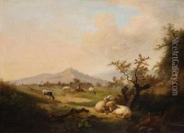Zuiders Landschap Met Schapenhoeder Oil Painting - Charles Van Der Eycken