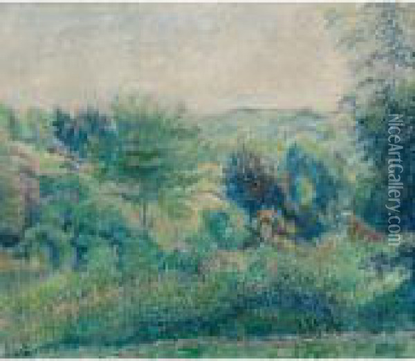 The Warren, Hawkchurch Oil Painting - Lucien Pissarro