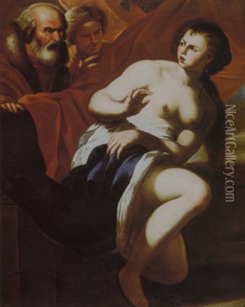 Susanna E I Vecchioni Oil Painting - Francesco de Rosa