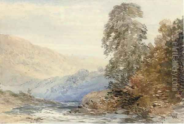 A bend in the river Oil Painting - William Callow