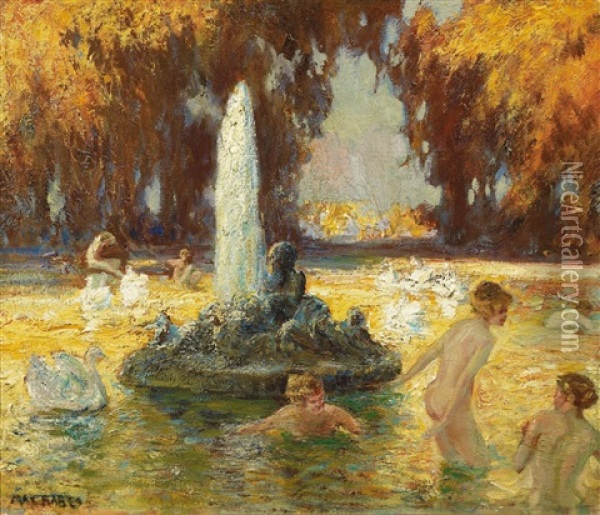 Spatsommer In Versailles Oil Painting - Max Friedrich Rabes
