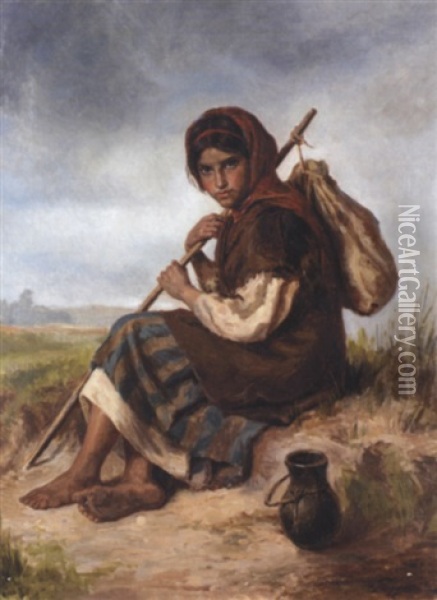 Young Peasant Girl Oil Painting - Ivan Ivanovitch Tvoroshnikov