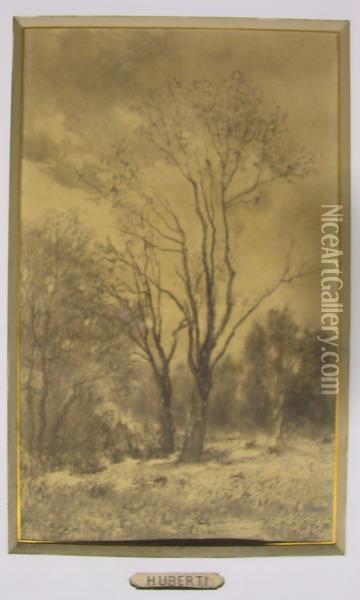 Description:boslandschap Oil Painting - Edouard Jules Joseph Huberti