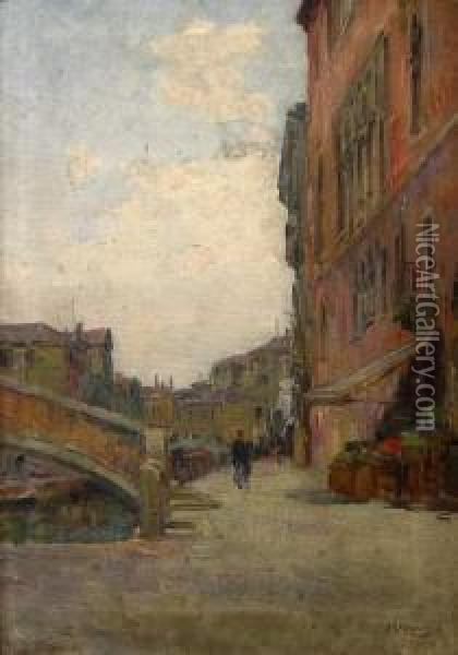 Le Canal De La Douane. Oil Painting - Marius Reynaud