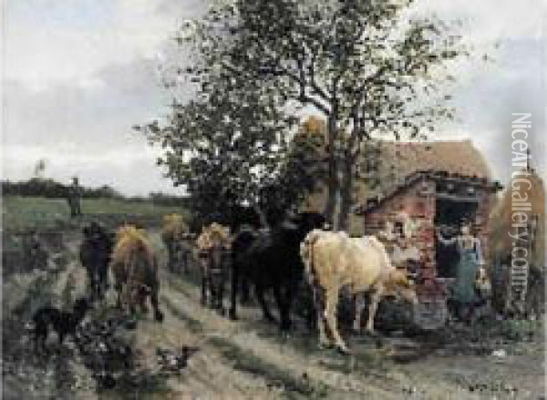 Retour Du Paturage Oil Painting - Edouard Bernard Debat-Ponsan