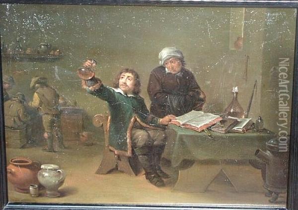A Chemist Working In His Study Oil Painting - David The Younger Teniers