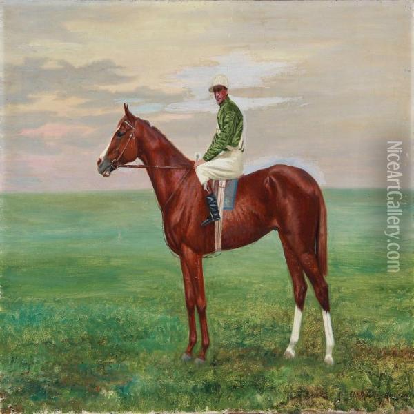 A Jockey On Horseback Oil Painting - Heinrich Hansen