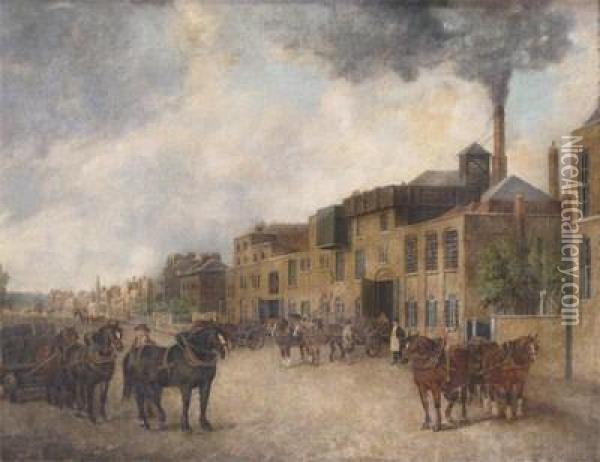Highbury Brewery, Hollowayroad, Islington Oil Painting - George Garrard