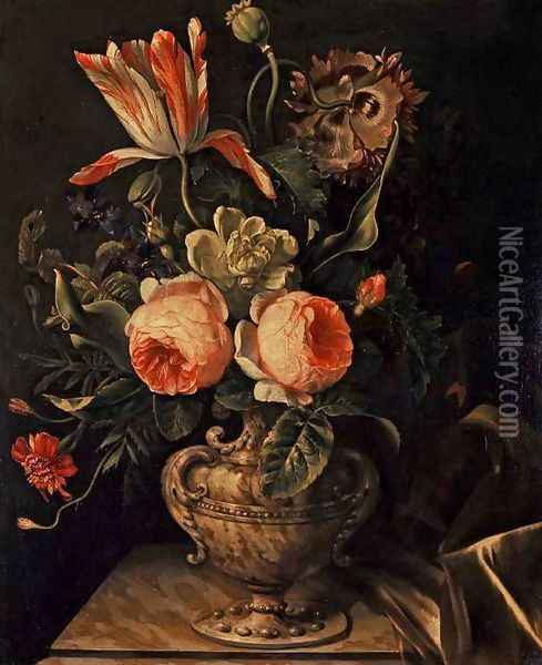A Vase of Flowers Oil Painting - Willem Frederik van Royen