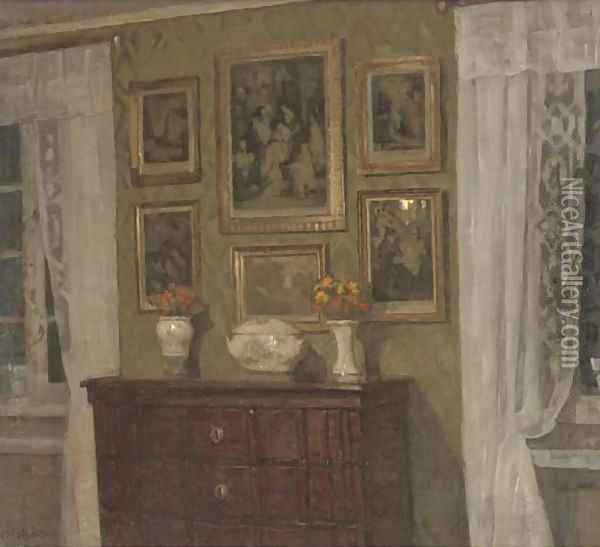 Danish interior Oil Painting - Niels Holsoe