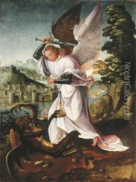 Saint Michael Oil Painting - Adriaen Isenbrandt (Ysenbrandt)