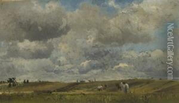 Bei Der Feldarbeit. Oil Painting - Joseph Wenglein