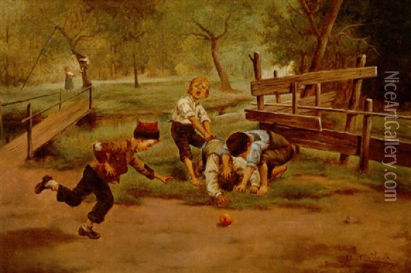 Young Boys At Play Oil Painting - John (Giovanni) Califano