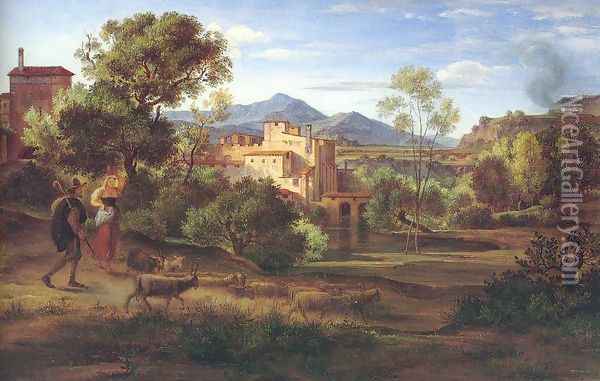 Italian Landscape 1830 Oil Painting - Johann Heinrich Ferdinand Olivier