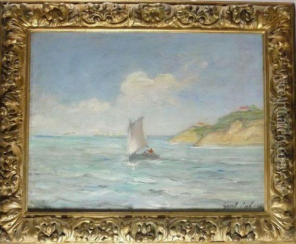  Voilier Pres De La Cote  Oil Painting - Gustave Colin