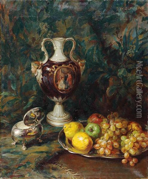 Stillleben Mit Maskaron-amphora Oil Painting - Wilhelm Blanke