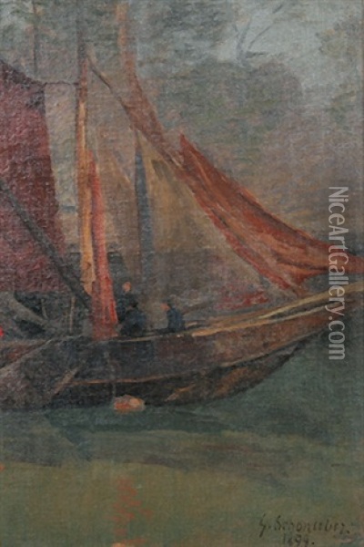 Segelboot Bei Veere Oil Painting - Gustav Schoenleber
