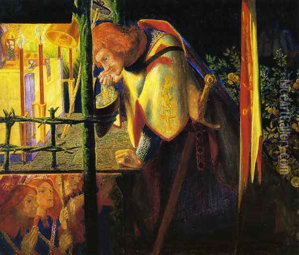 Sir Galahad at the Ruined Chapel Oil Painting - Dante Gabriel Rossetti