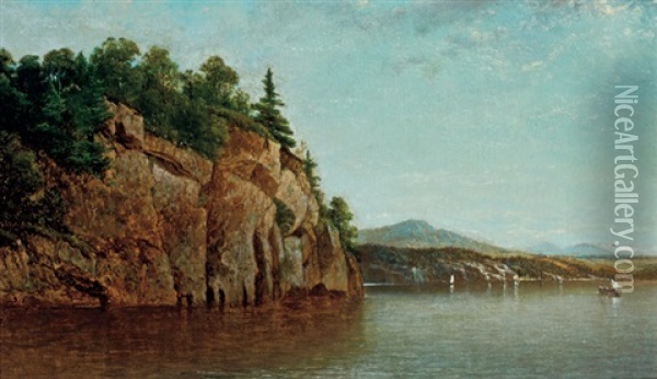 Split Rock Island, Lake Champlain Oil Painting - David Johnson