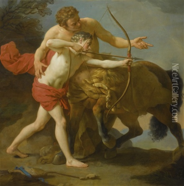The Centaur Chiron Instructing Achilles Oil Painting - Louis Jean Francois Lagrenee