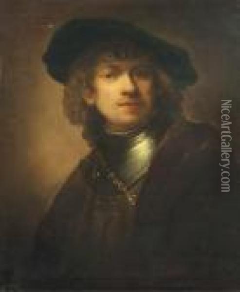 Self-portrait As A Young Man With A Black Beret Oil Painting - Rembrandt Van Rijn