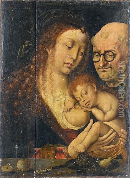 The Holy Family Oil Painting - Joos Van Cleve