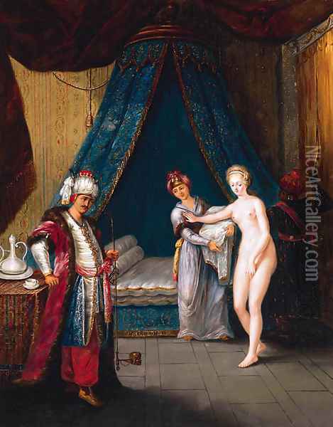 A sultan receiving a maiden in his bedchamber Oil Painting - French School