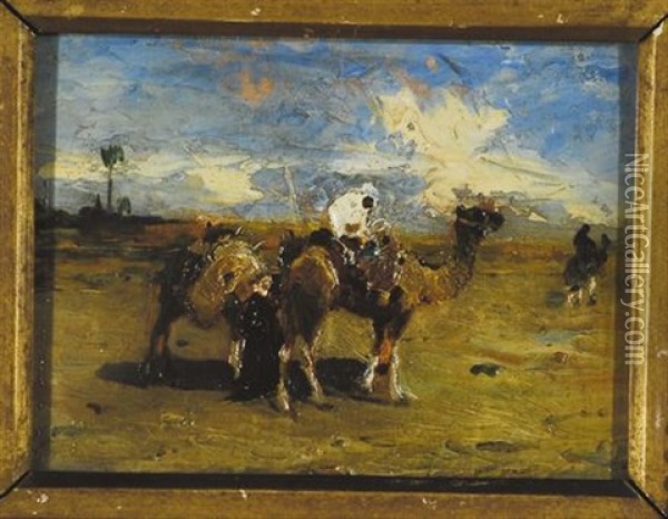 Beduini Nel Deserto Oil Painting - Lorenzo Delleani