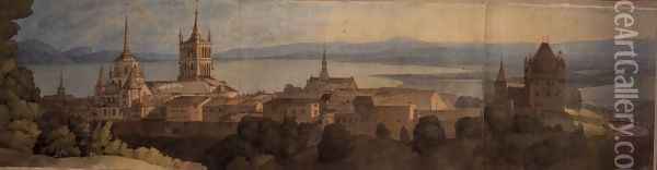 No.1483 View of Lausanne, 1781 Oil Painting - Francis Towne